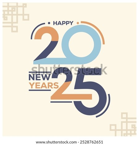 New Year 2025 in bright colors. Hopefully, next year will be better than the previous year. Happy New Year 2025 concept. Flat vector illustration.