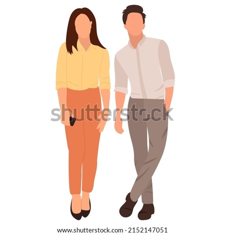 woman and man flat design, isolated on white background, vector