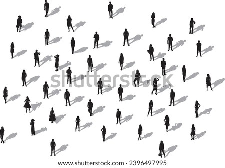 people top view silhouette on white background vector