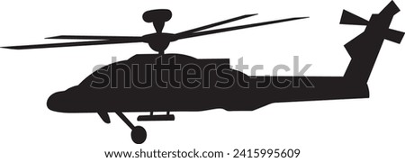 helicopter black silhouette, on white background vector