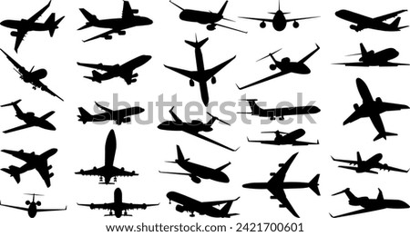 set of airplane silhouette vector