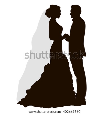 Bride and Groom Silhouettes Vector Free | 123Freevectors