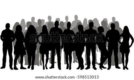 silhouette people, group, crowd silhouettes