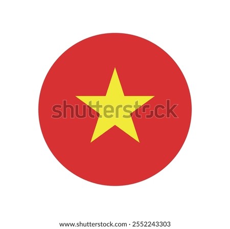 Vector Vietnam National Flag icon. Round flag of Vietnam on white Background.