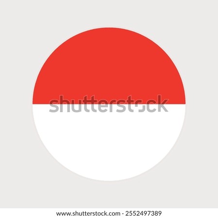 
Vector Indonesia National Flag icon. Round flag of Indonesia on Gray Background.