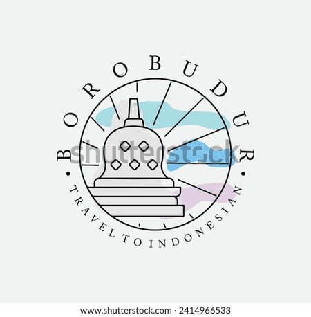 Minimalist Borobudur Temple Logo Line Art Logo Design Template Of The Indonesian Buddhist	