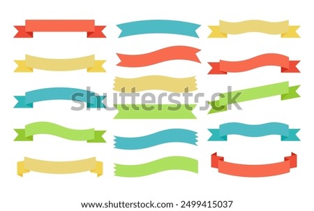 Set of Ribbons. Colorful Ribbon elements. Modern simple ribbons collection. Vector illustration.