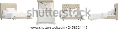 Bedroom set from various angles in white background