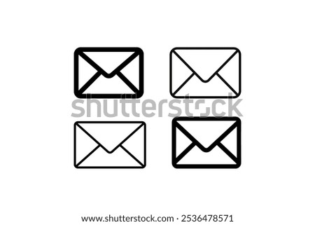 Email Envelope Icon with Notification Badge for Digital Communication , email icon set. Mail icon set. email icon vector. E-mail Envelope illustration