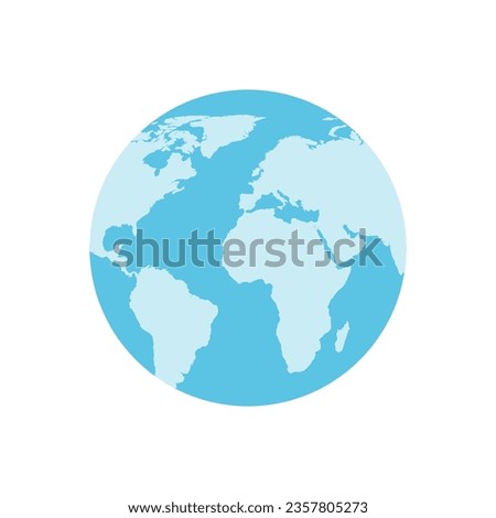 Vector globe earth icon in flat design. planet earth with long shadow on a blue background.