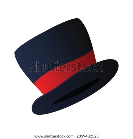 Vector magician top hat, black vintage cylinder cap.