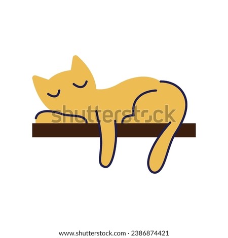 Vector fat sleepy cat. premium flat cartoon style.