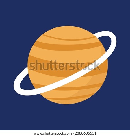 Vector stylized planet saturn isolated cartoon vector image astronomic logo image media glyph icon.