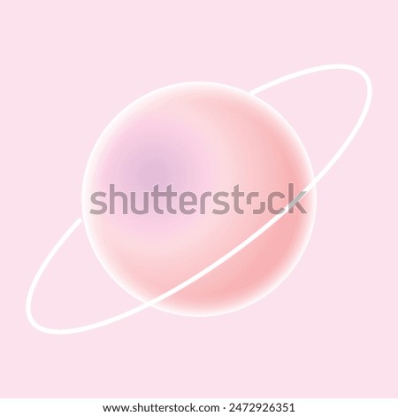 Funny ultra soft Planet with ring around isolated on pink background Pastel colors