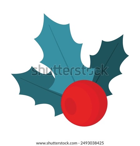 Holly berry icon leaves and berries mistletoe Symbol of Christmas.