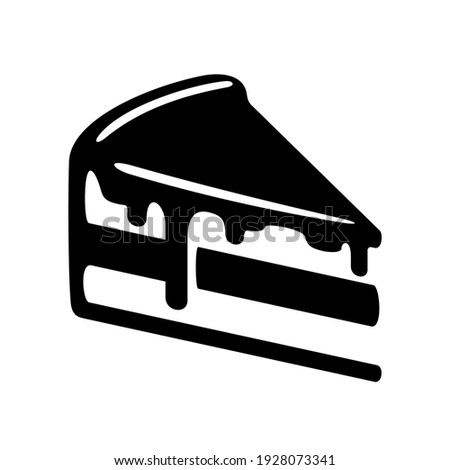 Hand drawn chocolate cake slice icon. Black and white cake isolated vector illustration