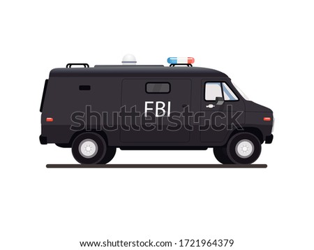 Car. FBI. Special transport. Vector illustration