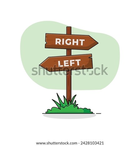 Wood Stake with Right-Left Direction Signs Arrows Vector Illustration