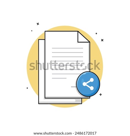 Paper Document with Share Icon Vector Illustration. Shareable Content Concept Design