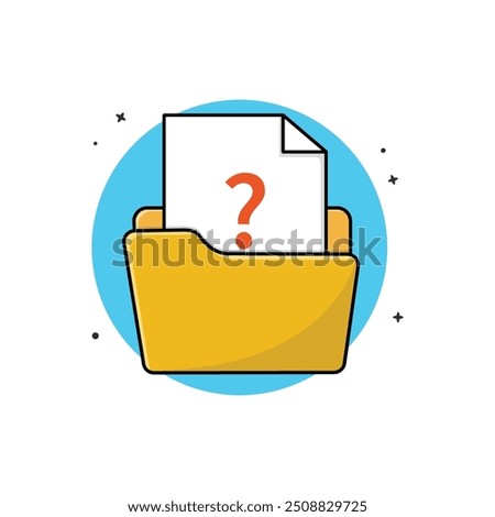 Folder with Document and Question Mark Vector Illustration. Unknown Document Concept Design