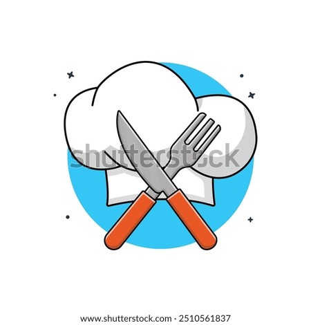 Chef's Hat with Silverware Vector Illustration. Cooking Concept Design