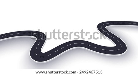 3d winding road on a white isolated background. Road way location infographic template, simple curved road vector illustration