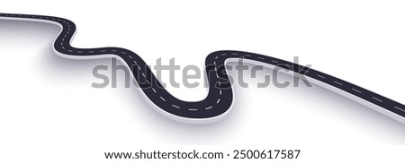 3d winding road on a white isolated background. Road way location infographic template, simple curved road vector illustration