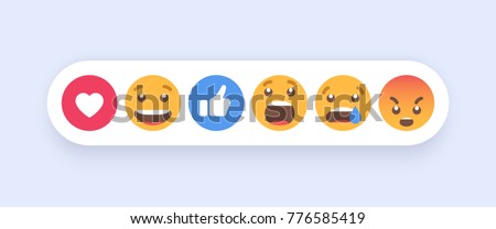 Abstract Set of Emoticons. Emoji flat style icons on white background. Vector EPS 10