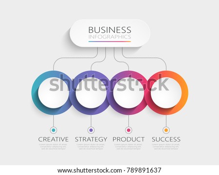 Modern 3D infographic template with 4 steps. Business circle template with options for brochure, diagram, workflow, timeline, web design. Vector EPS 10