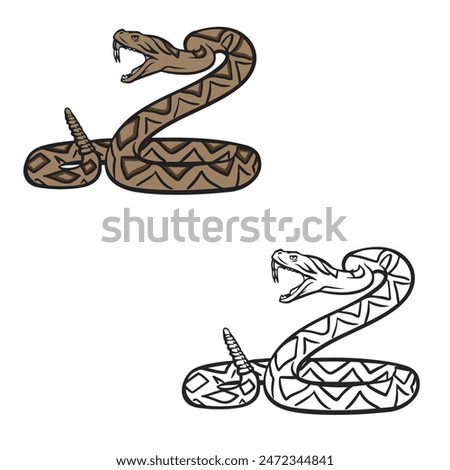 rattlesnake cartoon. simple design outline style. easy to edit. vector illustrations