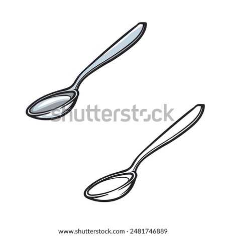 spoon drawing with line art style. Simple design outline style. Easy to edit. Isolated on white background. Vector illustration