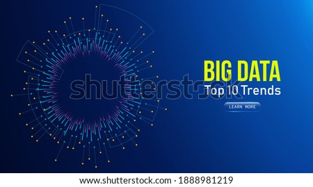 Big data trends web banner. Data visualization with dots and lines
