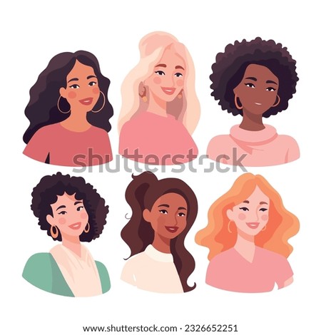 Similar – Image, Stock Photo group of multiethnic girls taking a selfie with smartphone