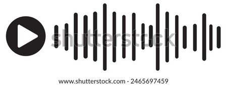 Sound wave decibel audio records simple voice message icon isolated on white background. Podcast player, music track