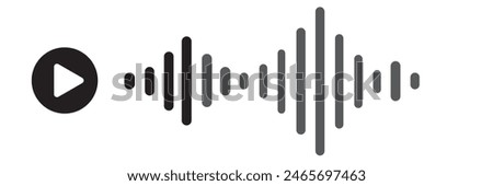 Sound wave decibel audio records simple voice message icon isolated on white background. Podcast player, music track