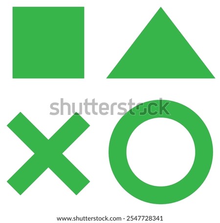 playstation cross, triangle, square, circle design game symbols icons on white background