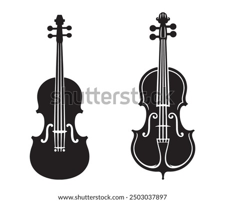 Violin Silhouette Vector isolated on white