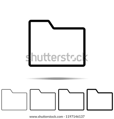 Folder icon in different shapes, thickness. Simple outline vector of web for UI and UX, website or mobile application
