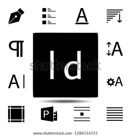 indesign, text icon. Simple glyph, flat vector of Text editor set icons for UI and UX, website or mobile application