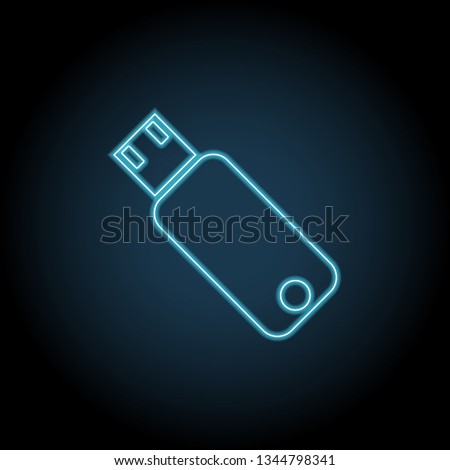 usb flash driver neon glow icon. Simple thin line, outline vector of Technology icons for UI and UX, website or mobile application