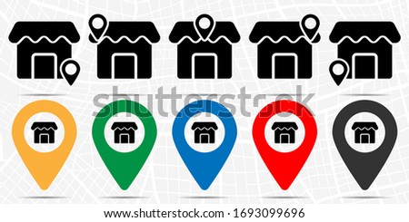 Store icon in location set. Simple glyph, flat illustration element of web, minimalistic theme icons