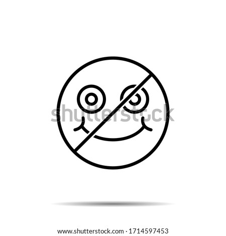 No grinning, face icon. Simple thin line, outline vector of emotion icons for ui and ux, website or mobile application on white background