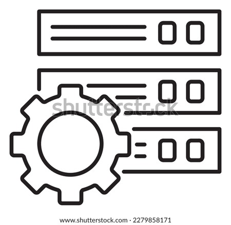 Information technology gear, server, database vector icon illustration.