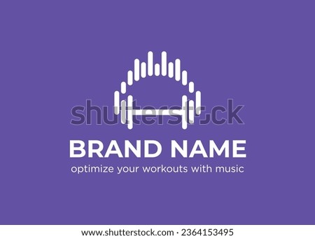 gym with music logo design vector template.