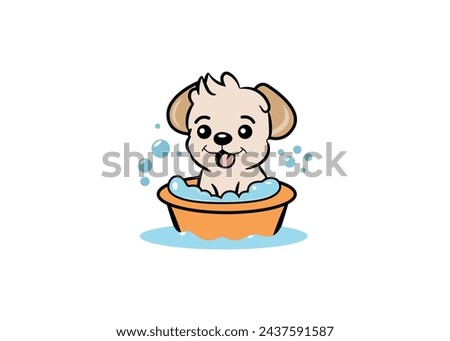 A Dog taking bath with shampoo illustration