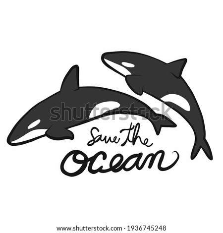 Whale killer save the ocean cartoon vector illustration