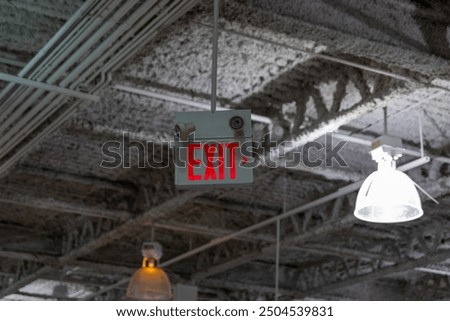 Similar – Image, Stock Photo Suspended concrete elements on the load hook of a crane