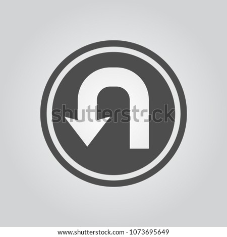 u turn sign vector icon