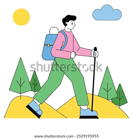 man walking and kiking illustration concept