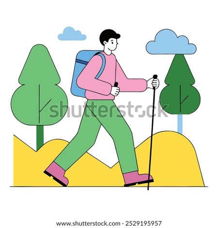 man walking and kiking illustration concept